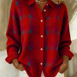 Ana - Cardigan de Malha com Padrão Xadrez