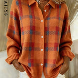 Ana - Cardigan de Malha com Padrão Xadrez