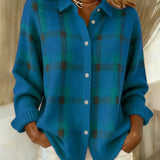 Ana - Cardigan de Malha com Padrão Xadrez