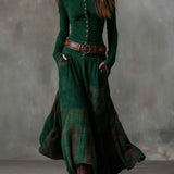 Leonor - Vestido longo de camurça xadrez