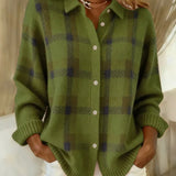 Ana - Cardigan de Malha com Padrão Xadrez