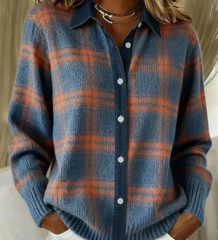 Ana - Cardigan de Malha com Padrão Xadrez